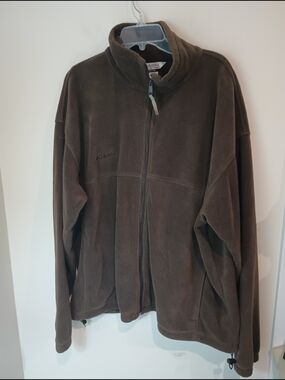 Columbia Fleece Jacket Mens XXL Brown Full Zip Long Sleeves Outdoor Layer Coat